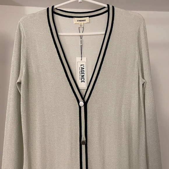 L'AGENCE Lurex Striped Long Cardigan - Picture 5 of 6